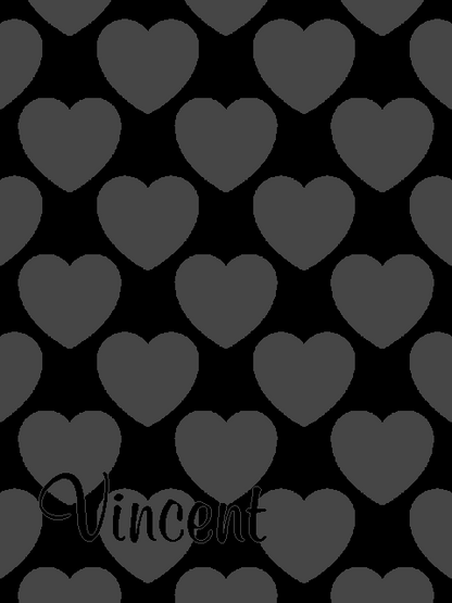 Personalized knitted blanket with hearts Grey Black - Vertical