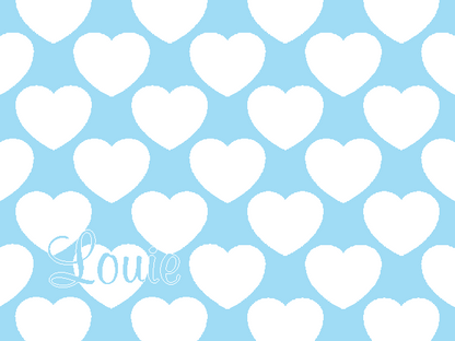 Personalized knitted blanket with hearts Light blue - Horizontal