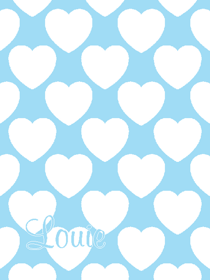 Personalized knitted blanket with hearts Light blue - Vertical