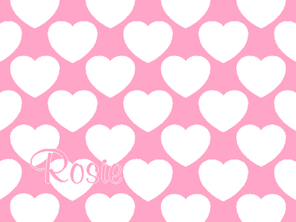 Personalized knitted blanket with hearts Light pink - Horizontal