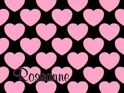 Personalized knitted blanket with hearts Pink Black - Horizontal