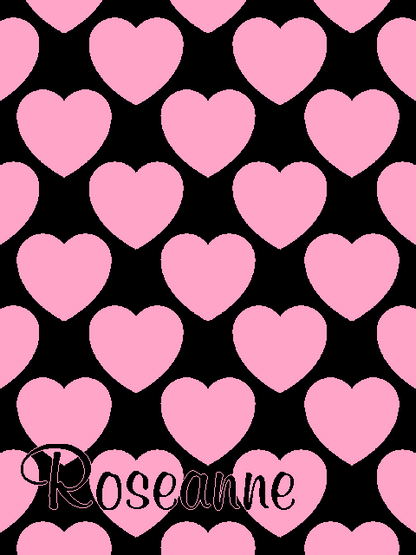 Personalized knitted blanket with hearts Pink Black - Vertical