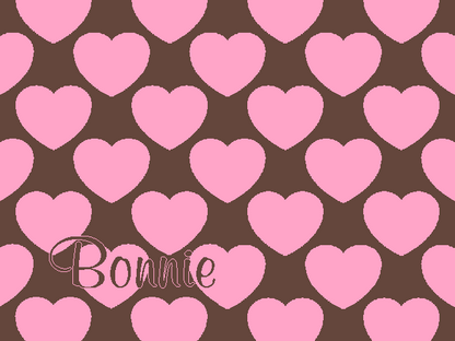 Personalized knitted blanket with hearts Pink Brown - Horizontal