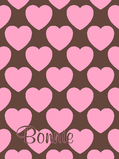 Personalized knitted blanket with hearts Pink Brown - Vertical