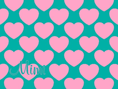 Personalized knitted blanket with hearts Pink Mint - Horizontal