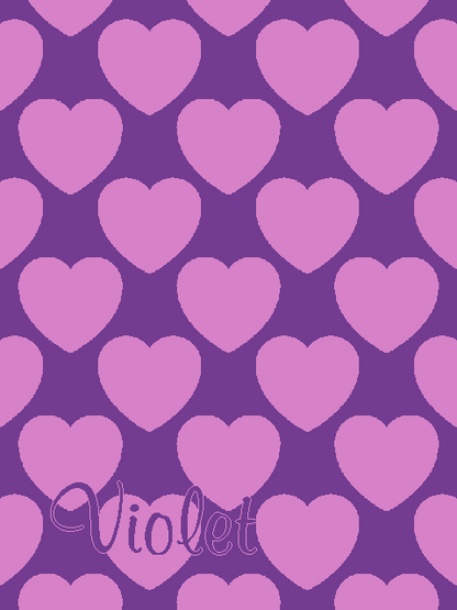 Personalized knitted blanket with hearts Purple - Vertical