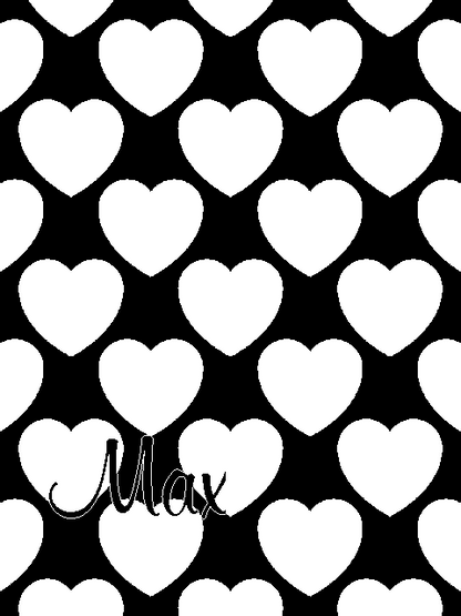 Personalized knitted blanket with hearts White Black - Vertical