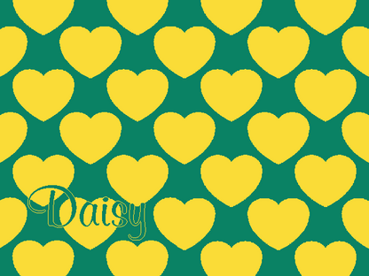 Personalized knitted blanket with hearts Yellow Green - Horizontal