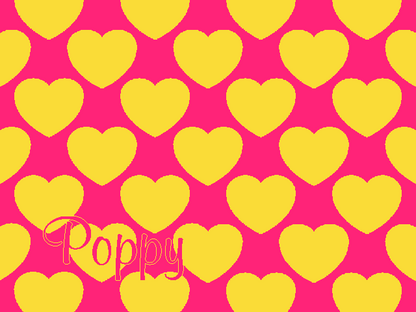 Personalized knitted blanket with hearts Yellow Pink - Horizontal