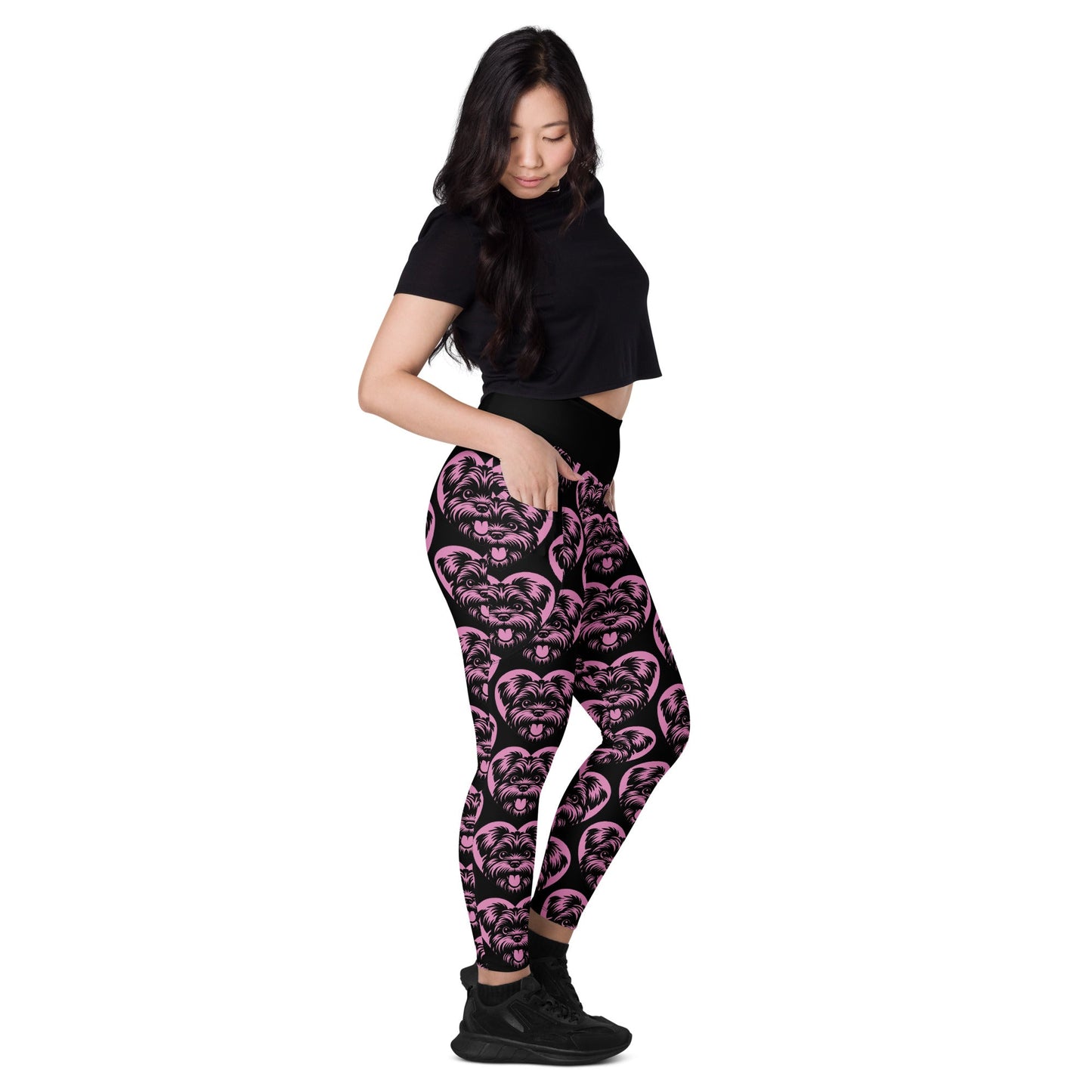 DOG BREED LEGGINGS with pockets - AFFENPINSCHER - HERTTAHOUND - pink - SHALMIAK