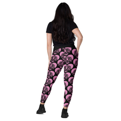 DOG BREED LEGGINGS with pockets - AFGHAN HOUND - HERTTAHOUND - pink - SHALMIAK