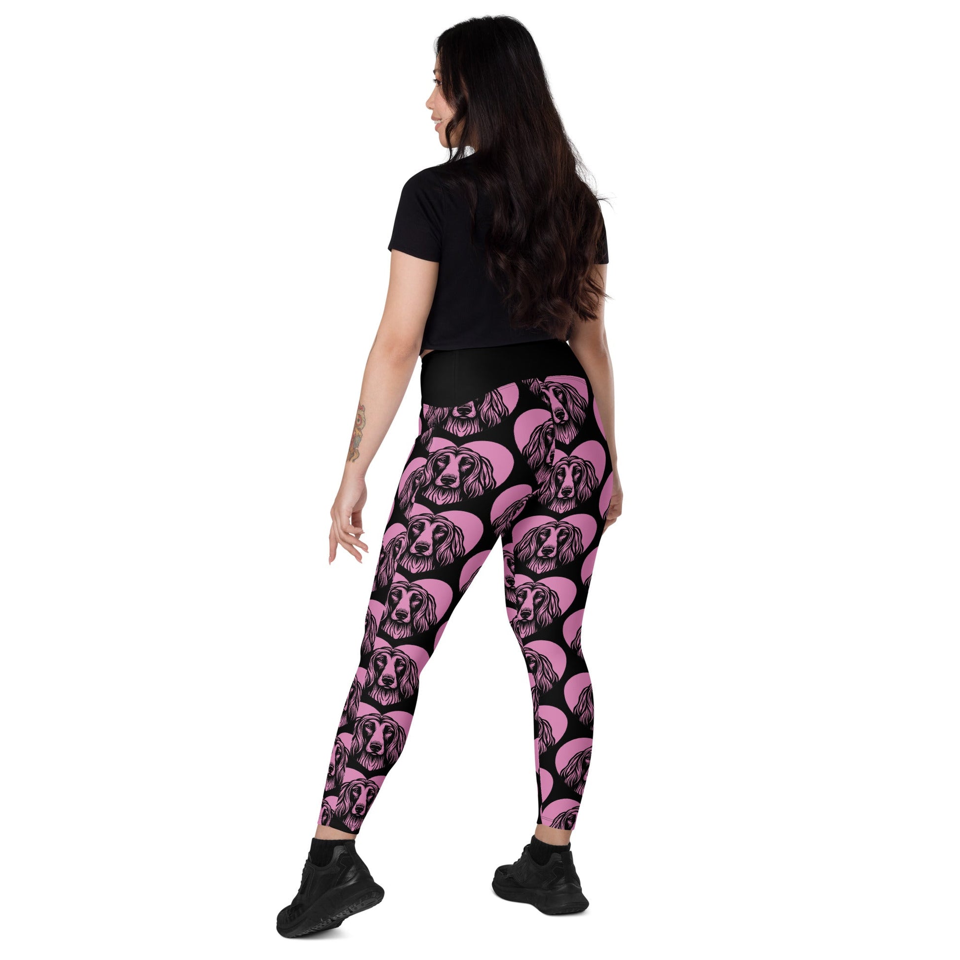 DOG BREED LEGGINGS with pockets - AFGHAN HOUND - HERTTAHOUND - pink - SHALMIAK