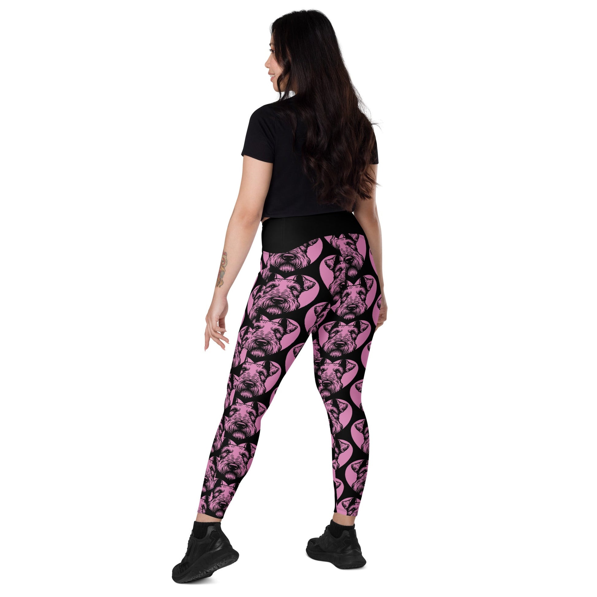 DOG BREED LEGGINGS with pockets - AIREDALE TERRIER - HERTTAHOUND - pink - SHALMIAK