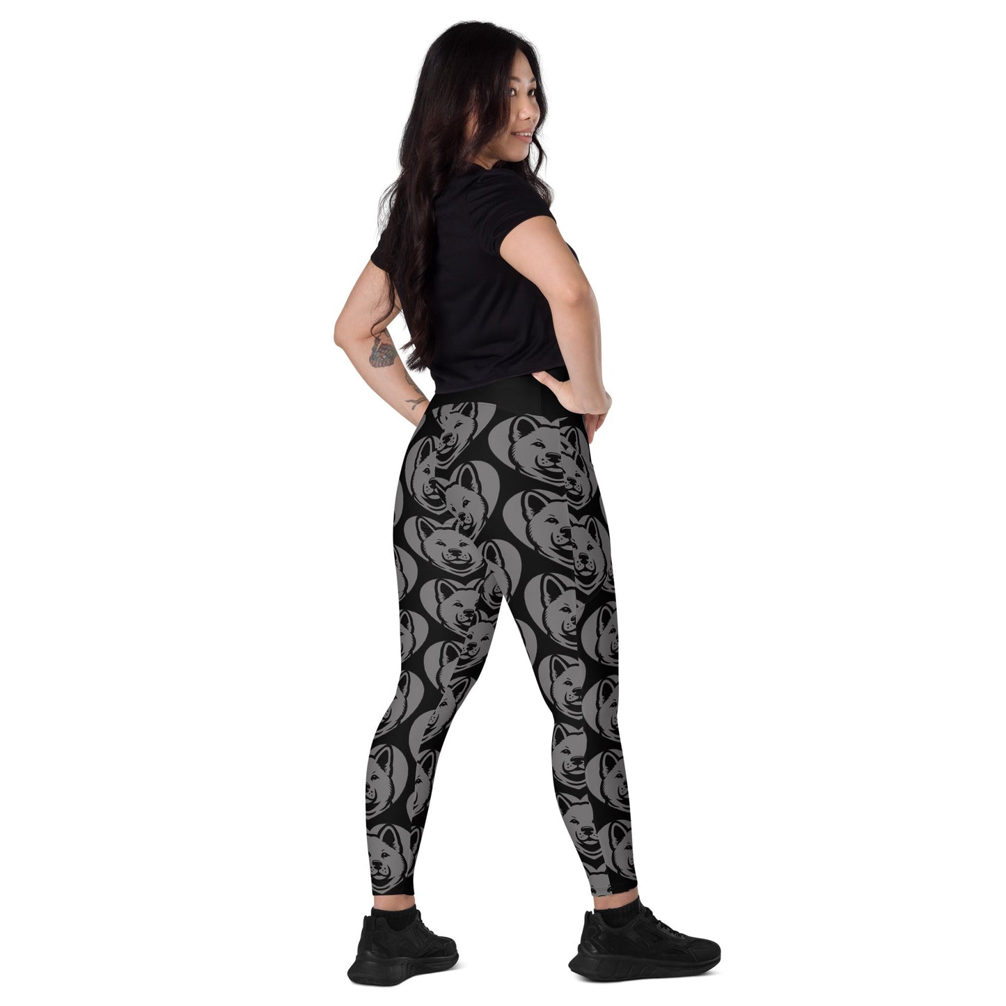 DOG BREED LEGGINGS with pockets - AKITA - HERTTAHOUND - grey - SHALMIAK