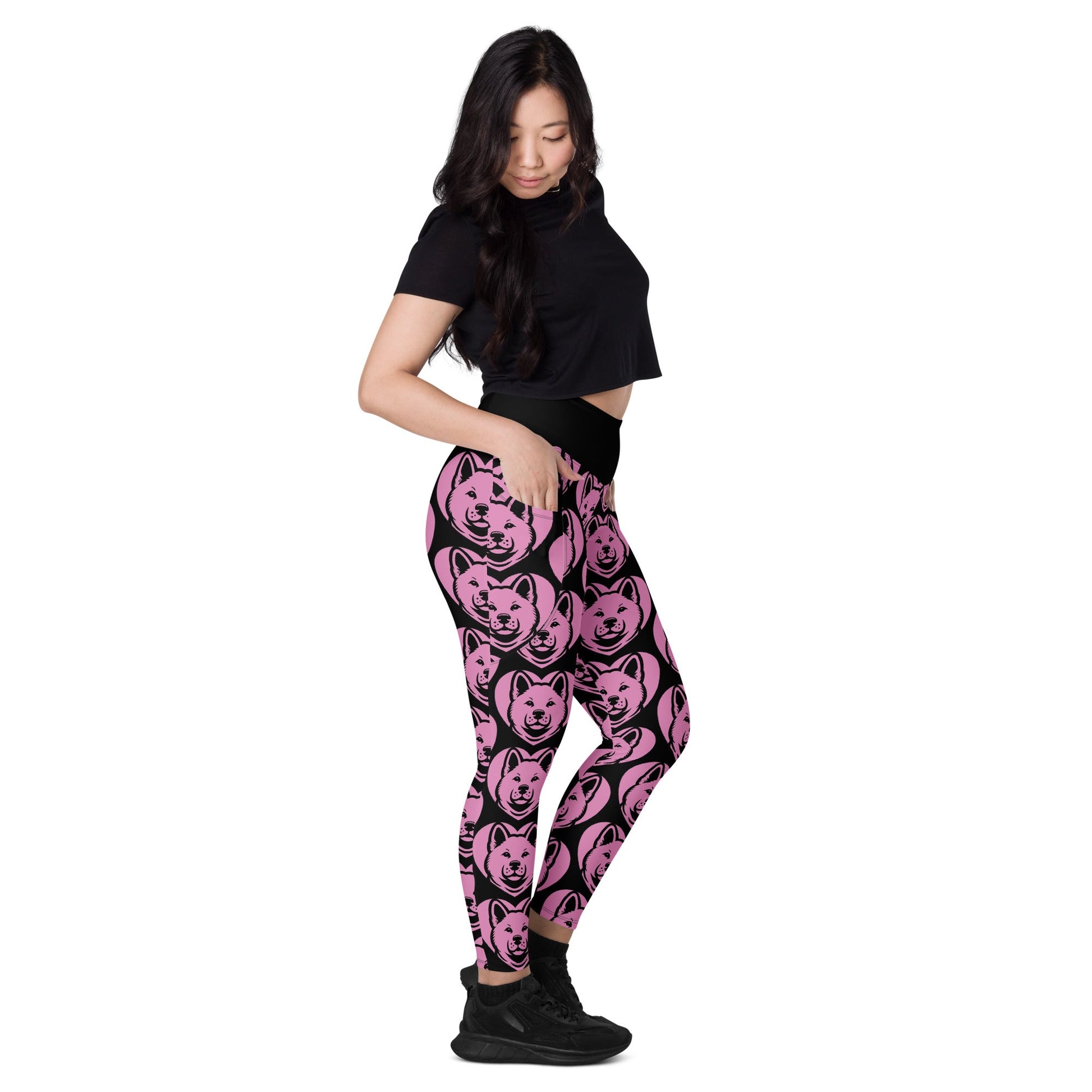 DOG BREED LEGGINGS with pockets - AKITA - HERTTAHOUND - pink - SHALMIAK