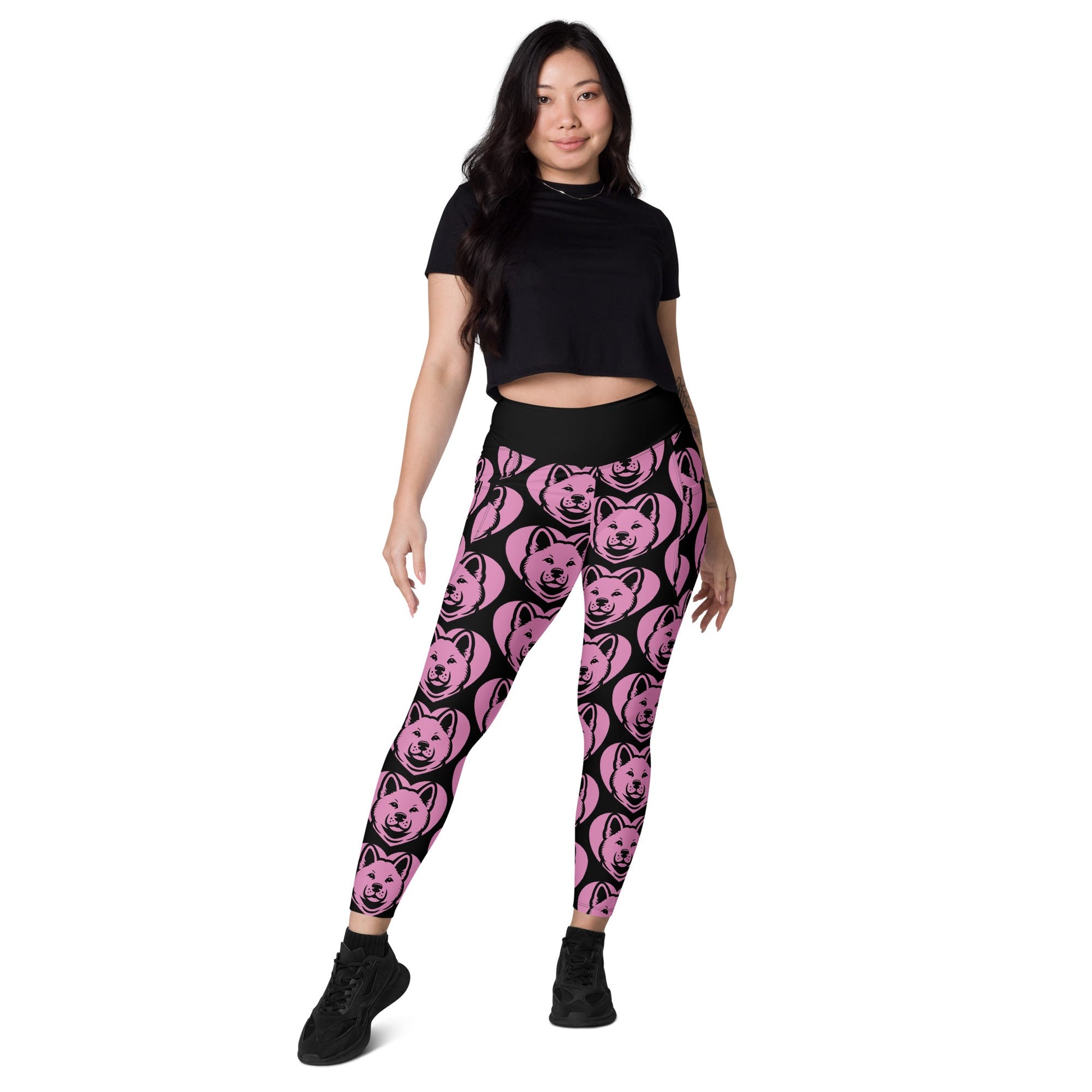 DOG BREED LEGGINGS with pockets - AKITA - HERTTAHOUND - pink - SHALMIAK