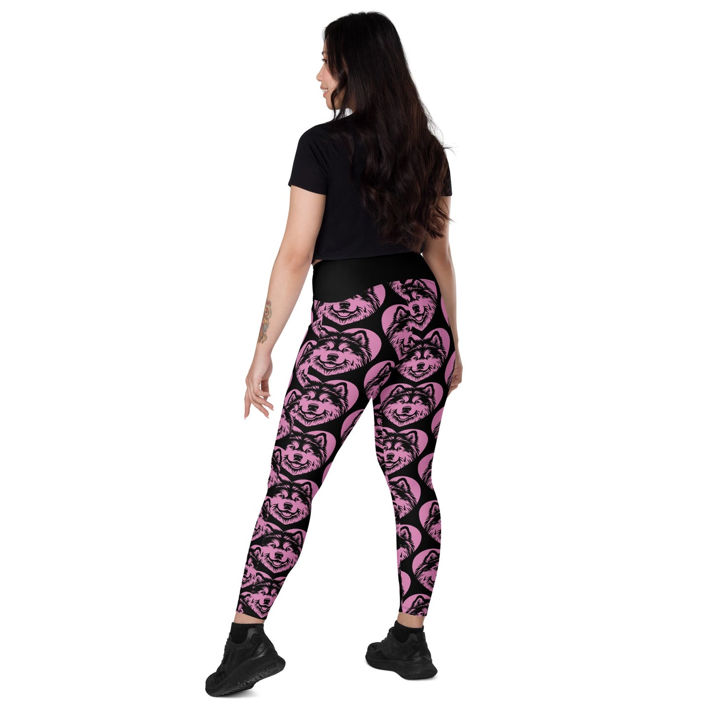 DOG BREED LEGGINGS with pockets - ALASKAN MALAMUTE - HERTTAHOUND - pink - SHALMIAK