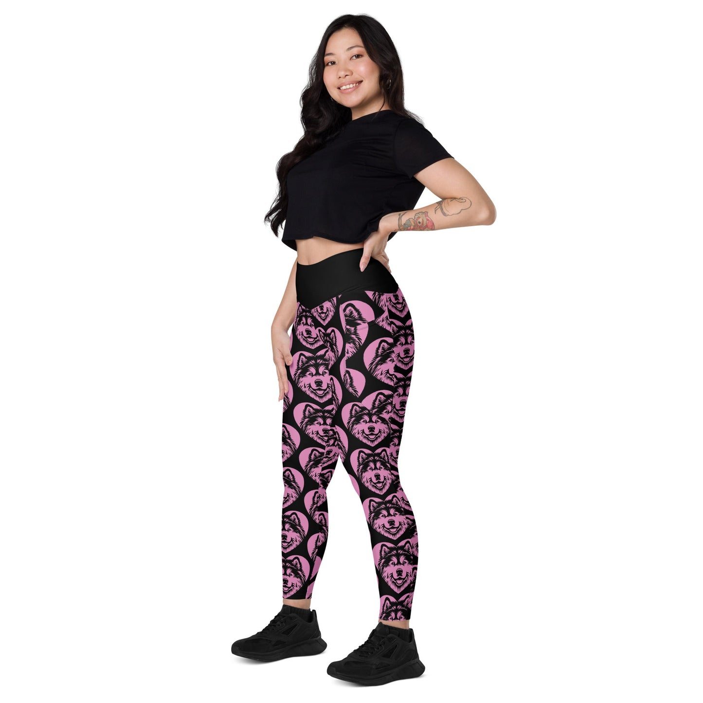 DOG BREED LEGGINGS with pockets - ALASKAN MALAMUTE - HERTTAHOUND - pink - SHALMIAK