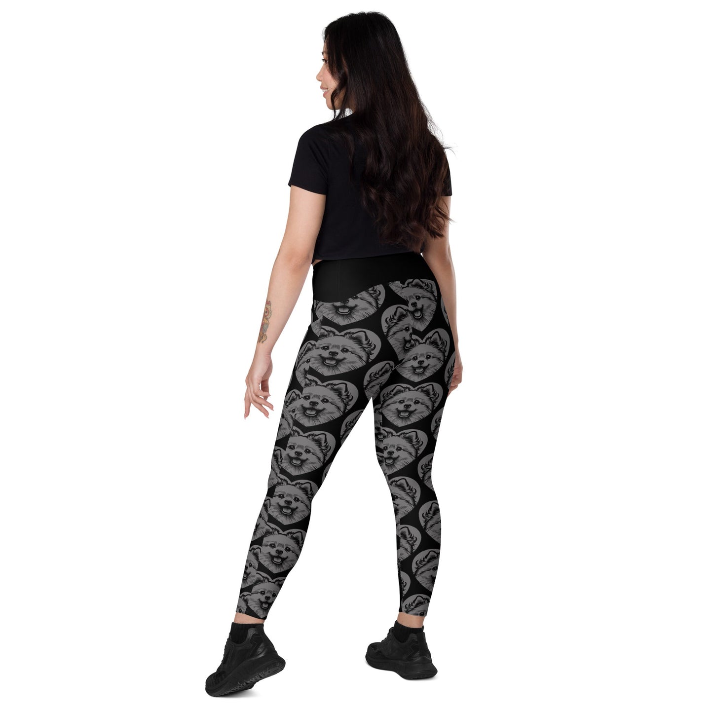 DOG BREED LEGGINGS with pockets - AMERICAN ESKIMO DOG - HERTTAHOUND - grey - SHALMIAK