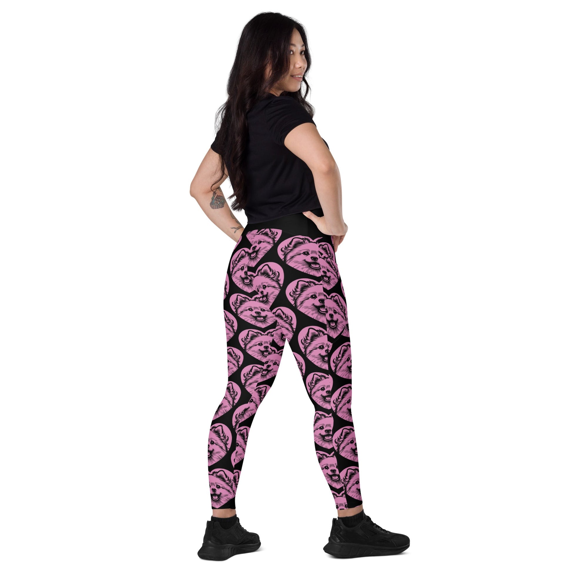 DOG BREED LEGGINGS with pockets - AMERICAN ESKIMO DOG - HERTTAHOUND - pink - SHALMIAK