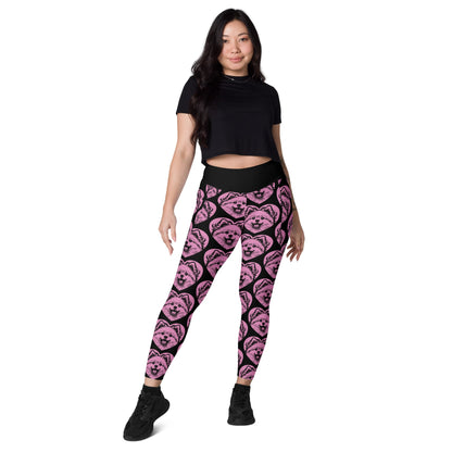 DOG BREED LEGGINGS with pockets - AMERICAN ESKIMO DOG - HERTTAHOUND - pink - SHALMIAK