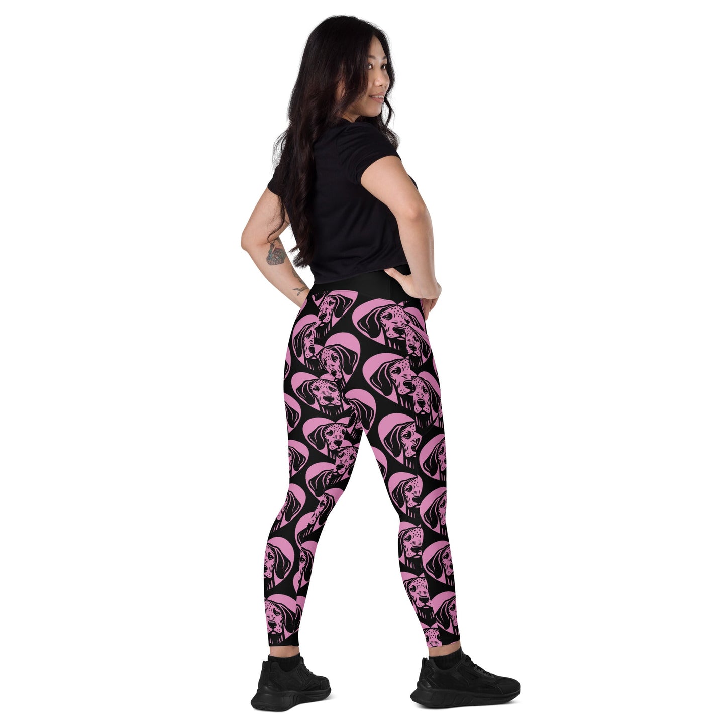 DOG BREED LEGGINGS with pockets - AMERICAN LEOPARD HOUND - HERTTAHOUND - pink - SHALMIAK