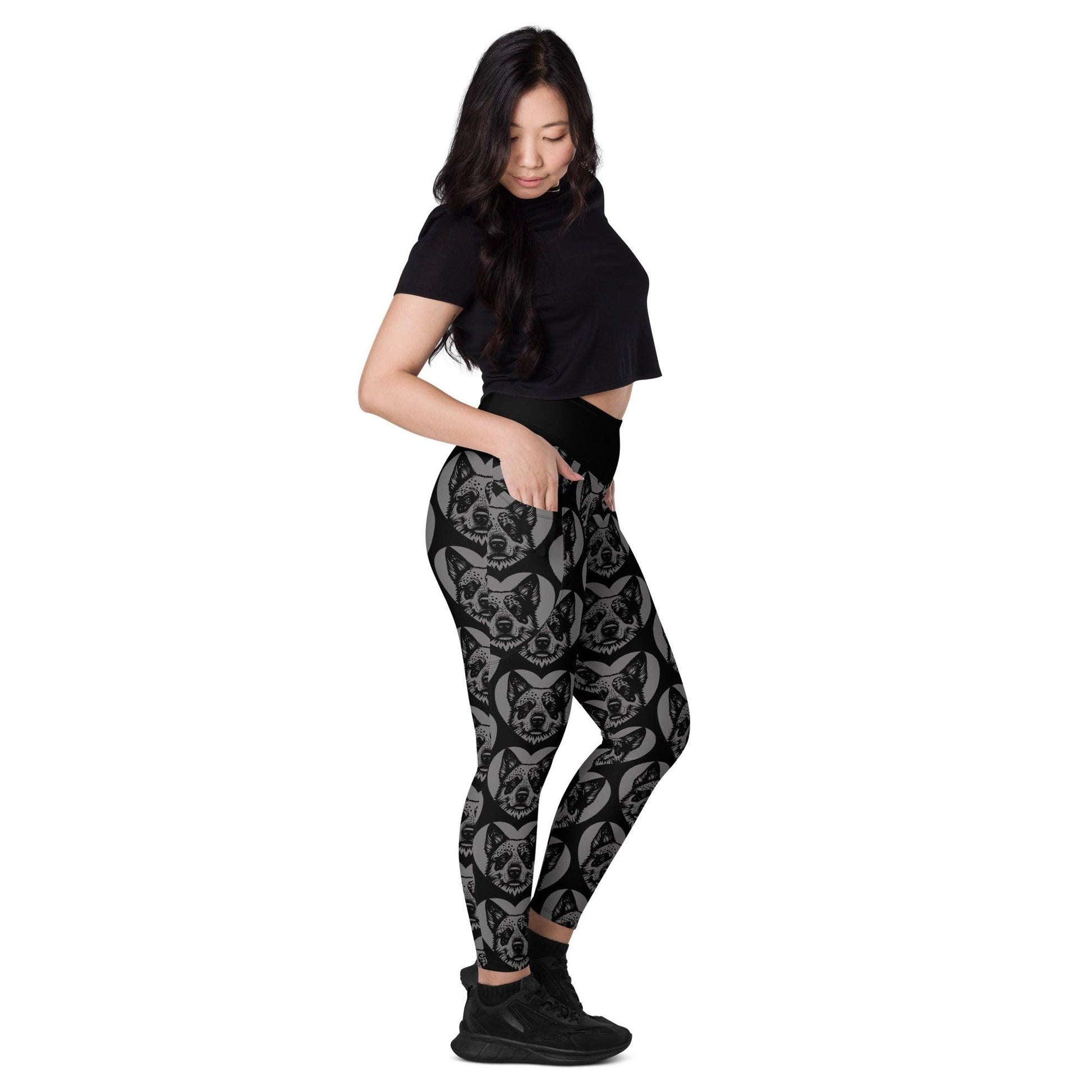 DOG BREED LEGGINGS with pockets - AUSTRALIAN CATTLE DOG - HERTTAHOUND - grey - SHALMIAK