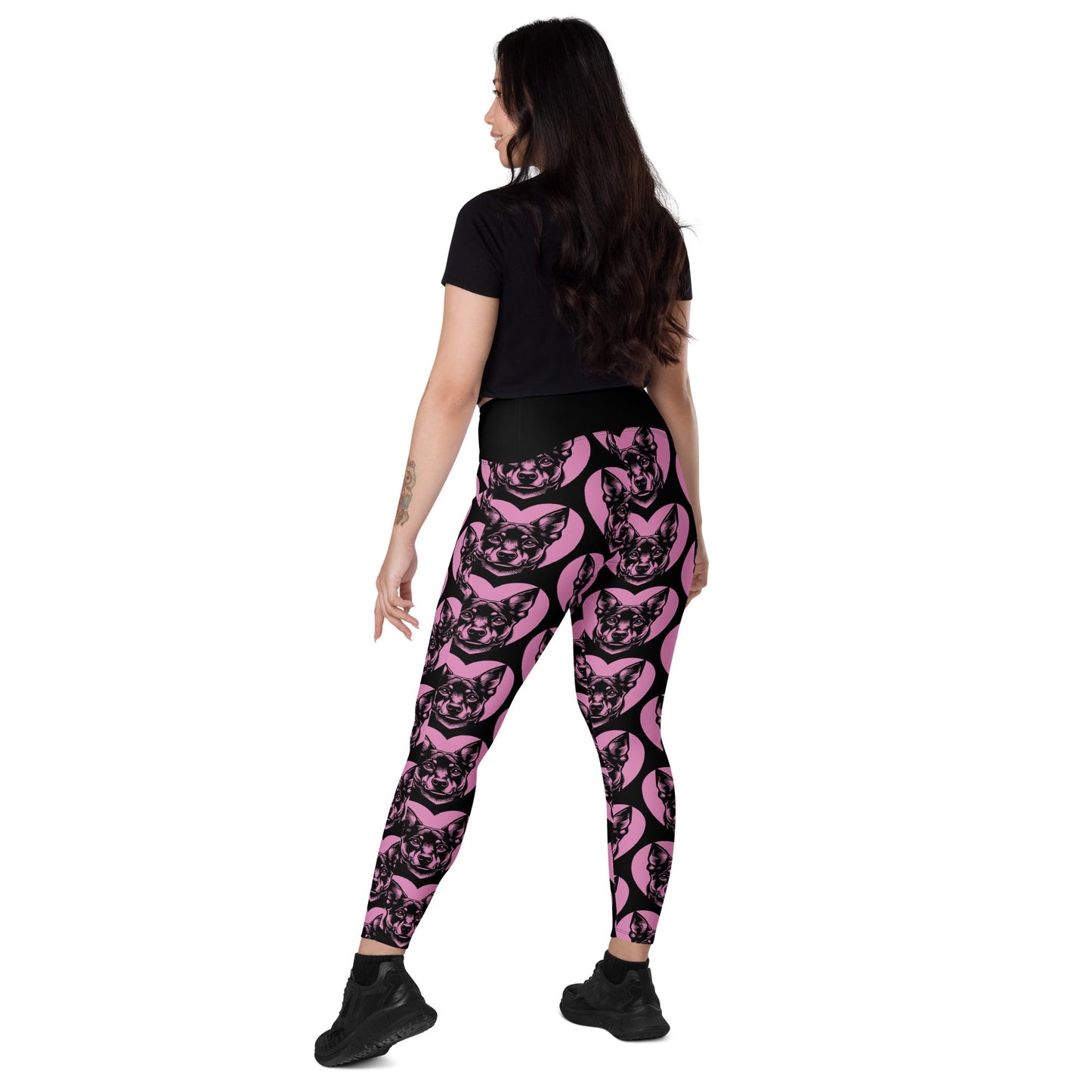 DOG BREED LEGGINGS with pockets - AUSTRALIAN KELPIE - HERTTAHOUND - pink - SHALMIAK