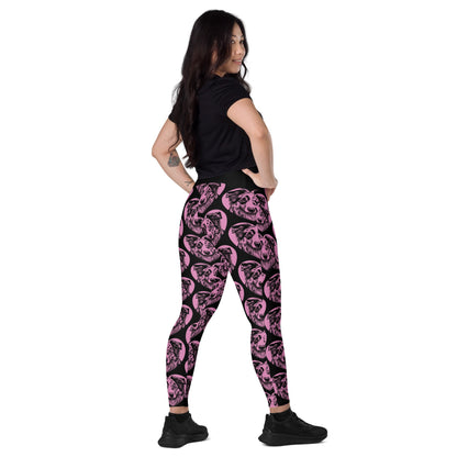 DOG BREED LEGGINGS with pockets - AUSTRALIAN SHEPHERD - HERTTAHOUND - pink - SHALMIAK