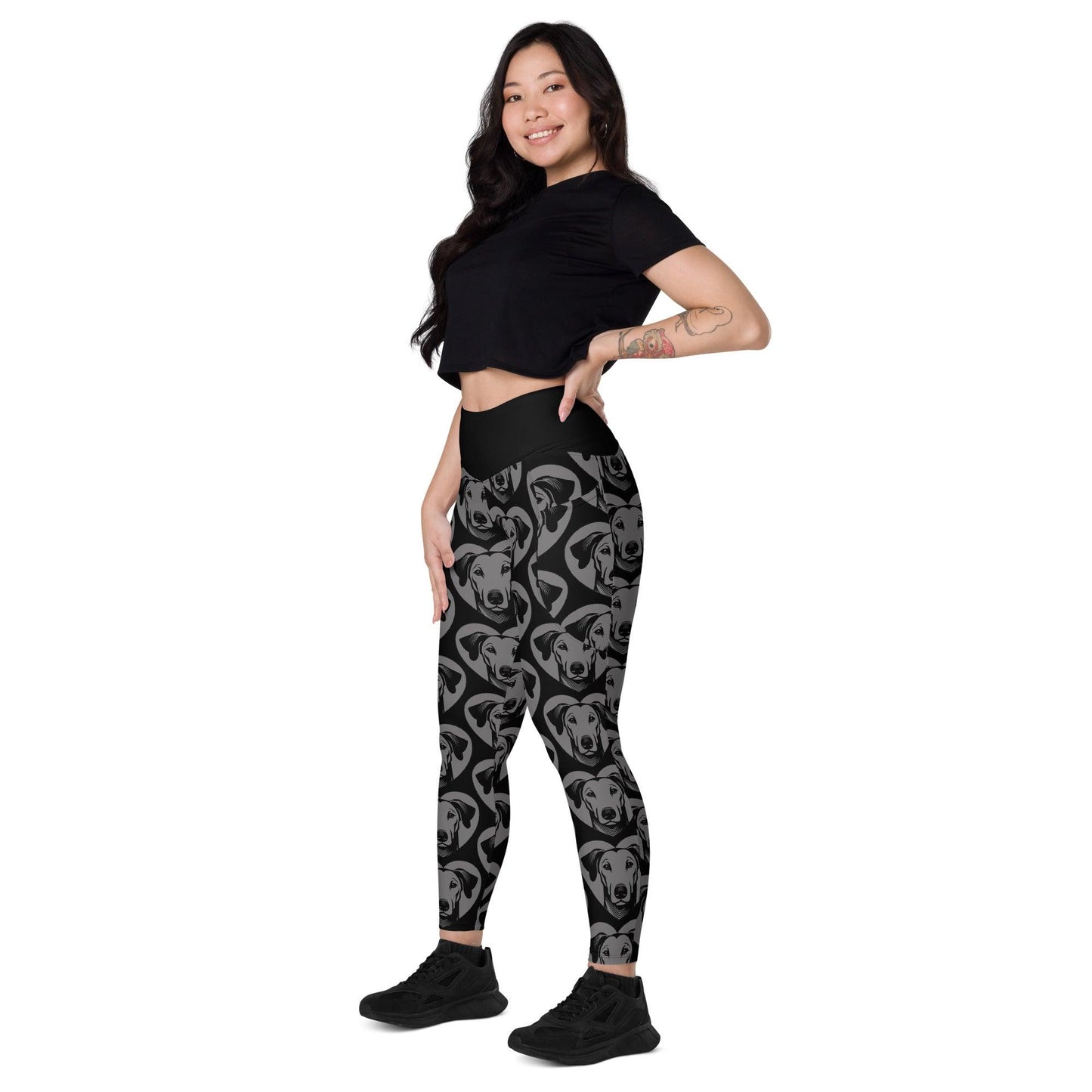 DOG BREED LEGGINGS with pockets - AZAWAKH - HERTTAHOUND - grey - SHALMIAK