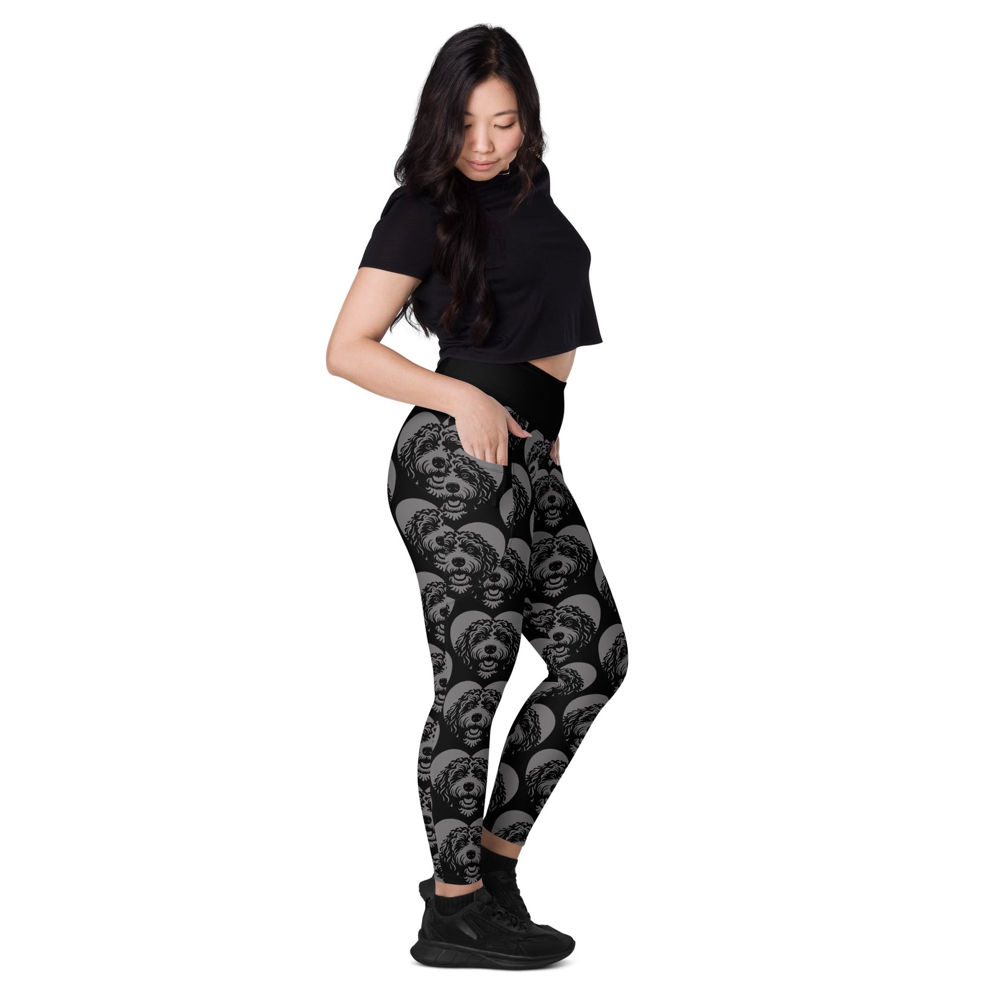 DOG BREED LEGGINGS with pockets - BARBET - HERTTAHOUND - grey - SHALMIAK