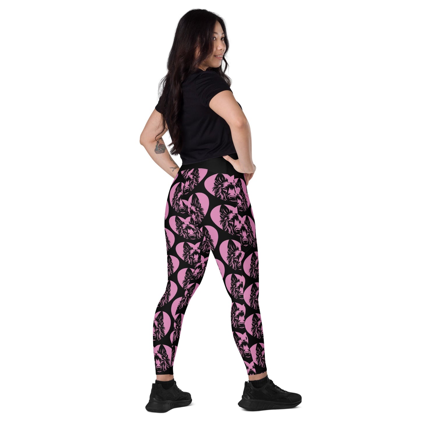 DOG BREED LEGGINGS with pockets - BELGIAN GROENENDAEL - HERTTAHOUND - pink - SHALMIAK