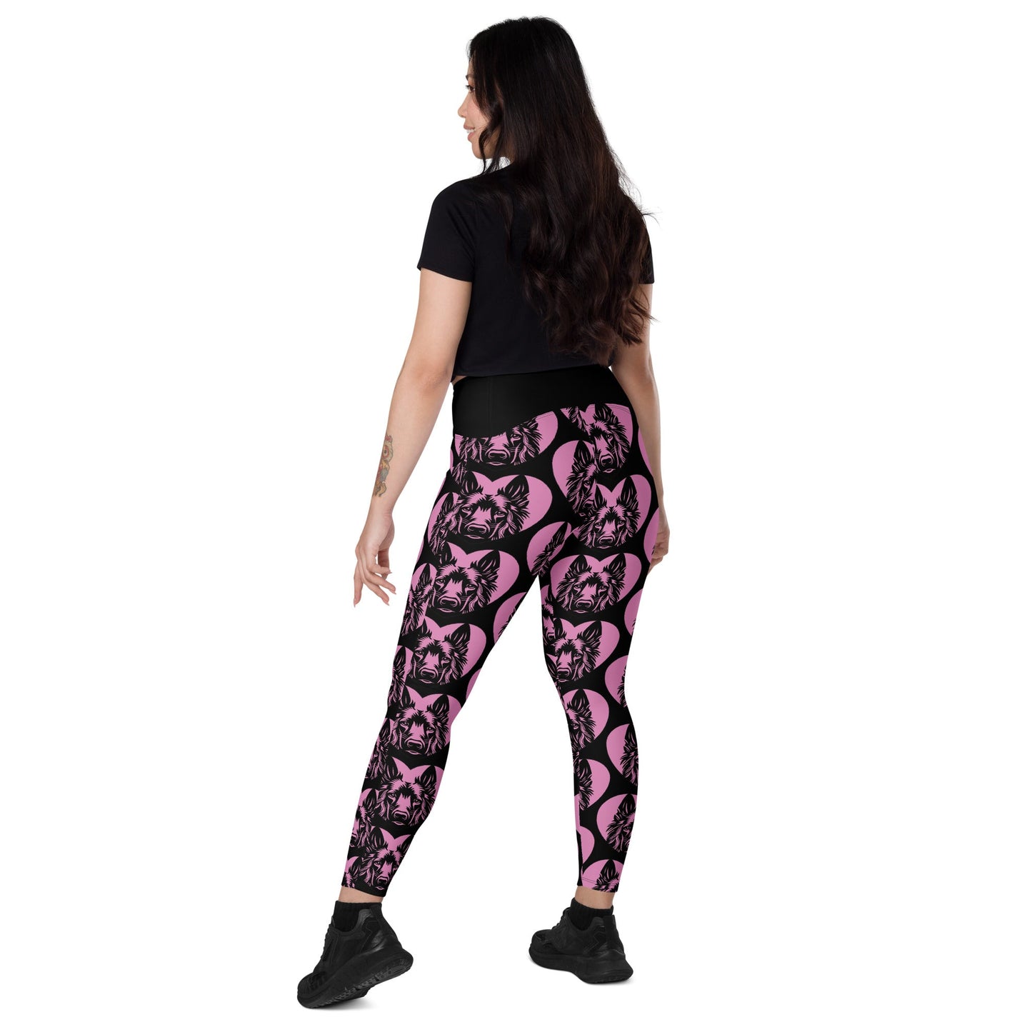 DOG BREED LEGGINGS with pockets - BELGIAN GROENENDAEL - HERTTAHOUND - pink - SHALMIAK