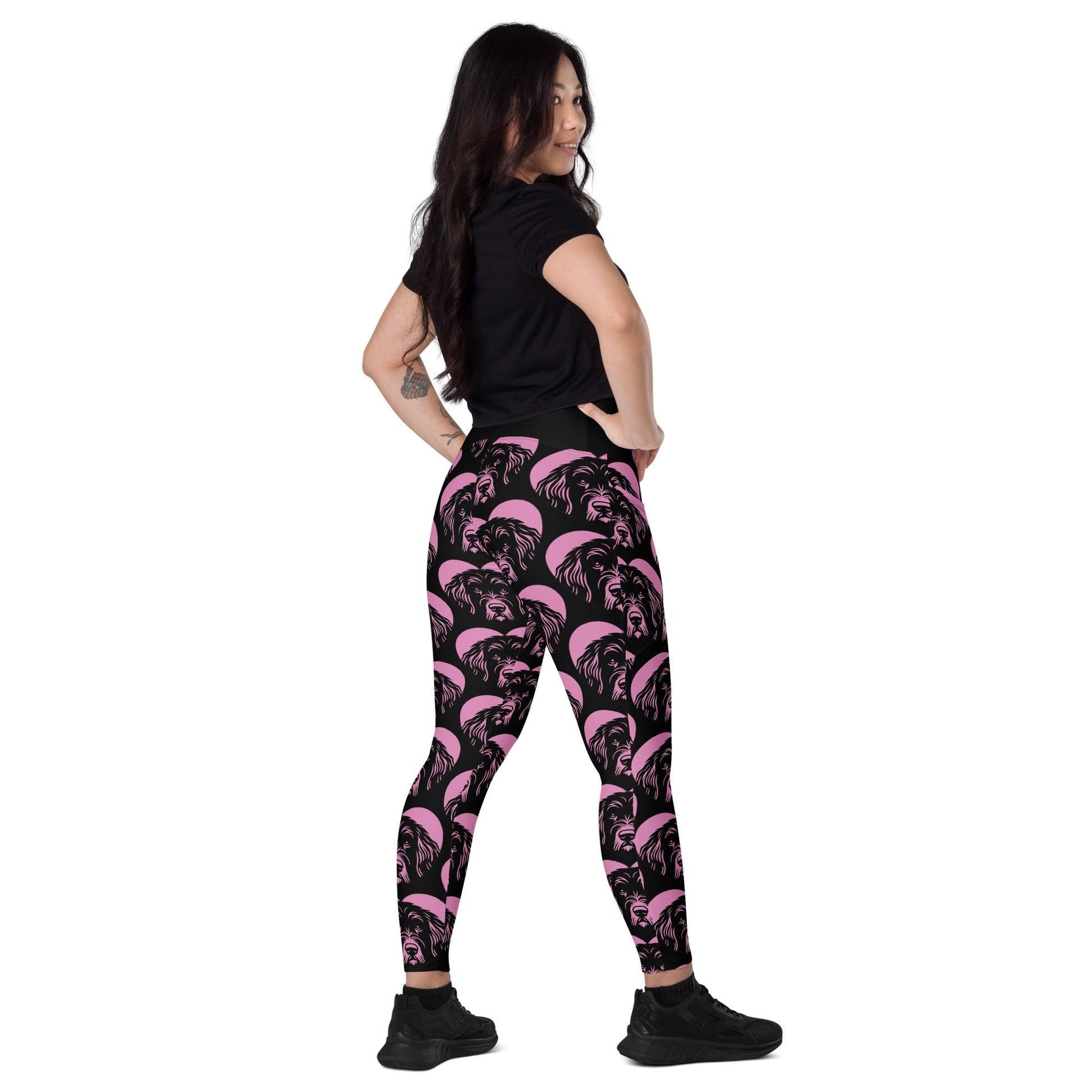 DOG BREED LEGGINGS with pockets - BERGAMASCO SHEEPDOG - HERTTAHOUND - pink - SHALMIAK