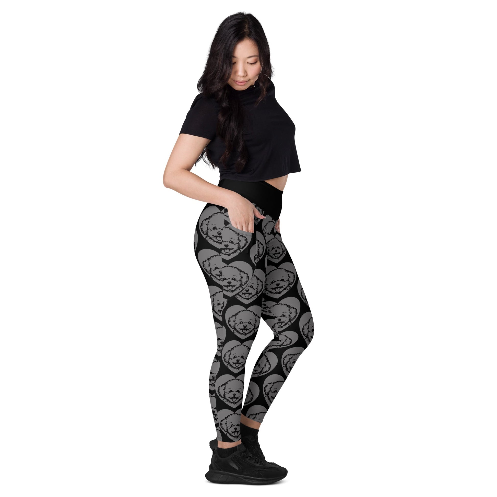 DOG BREED LEGGINGS with pockets - BICHON FRISÉ - HERTTAHOUND - grey - SHALMIAK