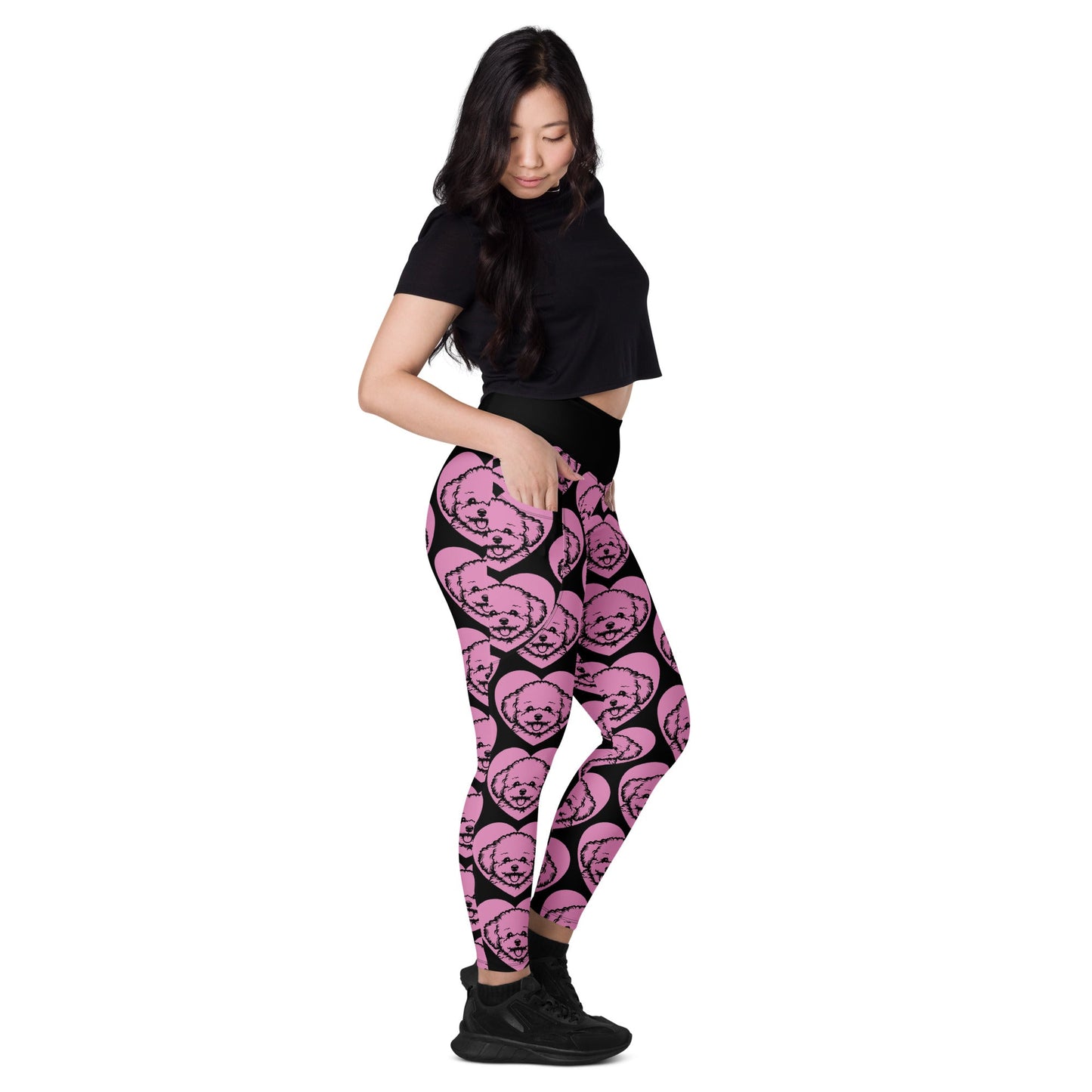 DOG BREED LEGGINGS with pockets - BICHON FRISÉ - HERTTAHOUND - pink - SHALMIAK