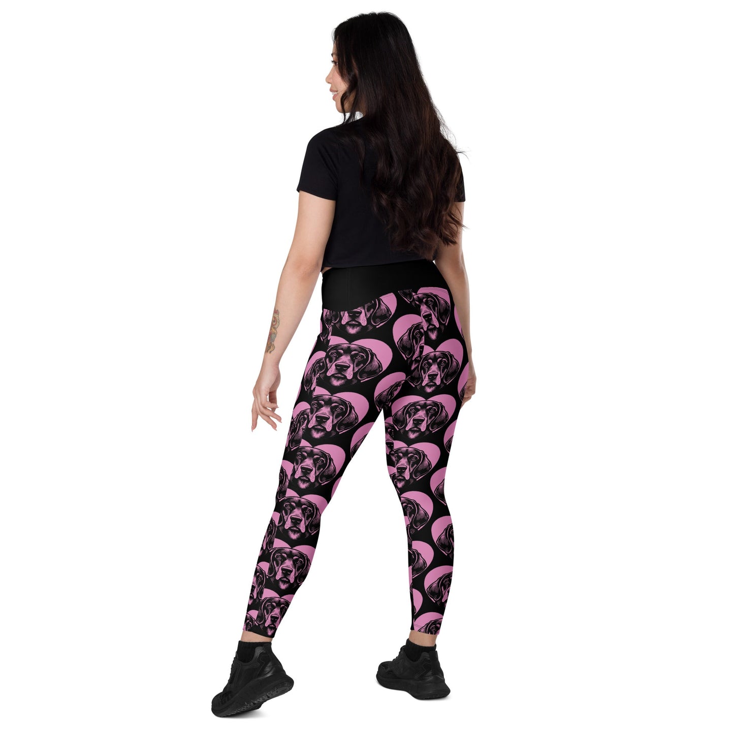 DOG BREED LEGGINGS with pockets - BLUETICK COONHOUND - HERTTAHOUND - pink - SHALMIAK