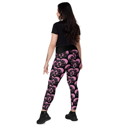 DOG BREED LEGGINGS with pockets - BLUETICK COONHOUND - HERTTAHOUND - pink - SHALMIAK