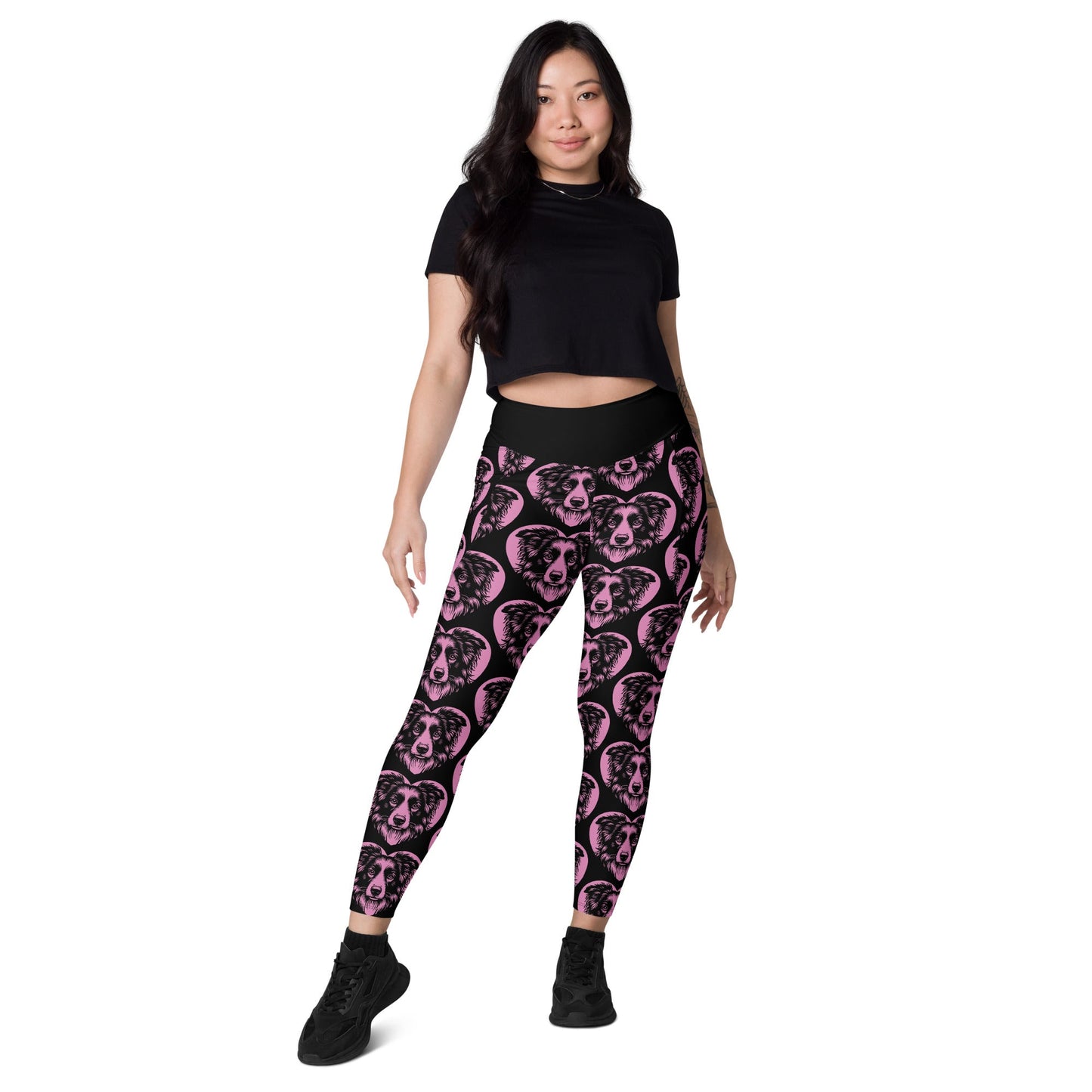 DOG BREED LEGGINGS with pockets - BORDER COLLIE - HERTTAHOUND - pink - SHALMIAK