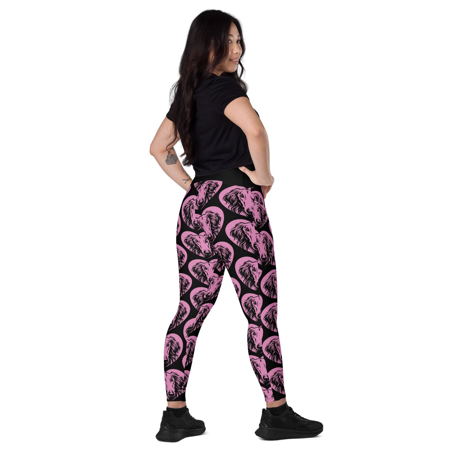 DOG BREED LEGGINGS with pockets - BORZOI - HERTTAHOUND - pink - SHALMIAK