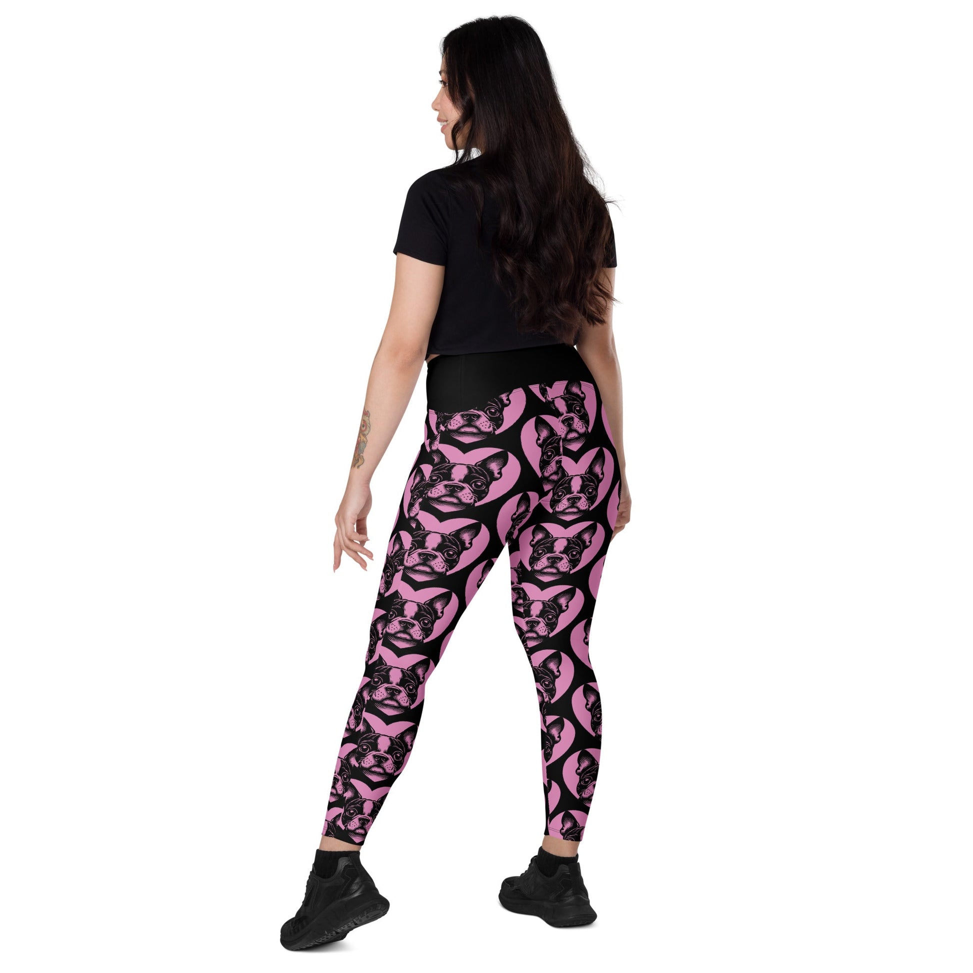 DOG BREED LEGGINGS with pockets - BOSTON TERRIER - HERTTAHOUND - pink - SHALMIAK