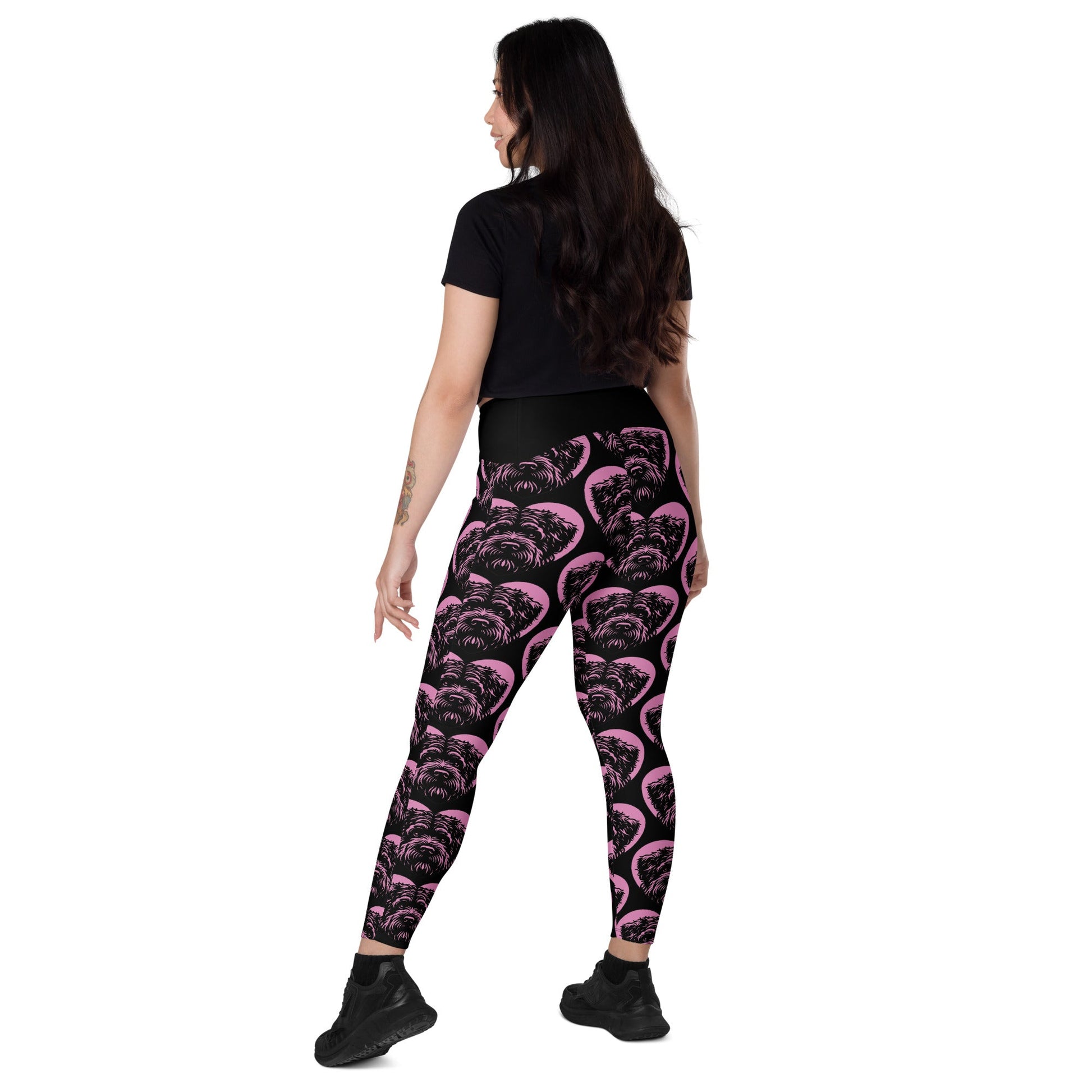 DOG BREED LEGGINGS with pockets - BOUVIER DES FLANDRES - HERTTAHOUND - pink - SHALMIAK