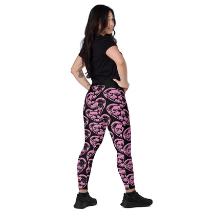 DOG BREED LEGGINGS with pockets - BULLDOG ENGLISH BOSTON - HERTTAHOUND - pink - SHALMIAK