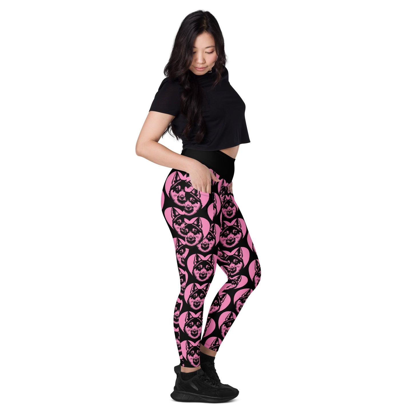 DOG BREED LEGGINGS with pockets - CESKOSLOVENSKÝ VLCIÀK - HERTTAHOUND - pink - SHALMIAK