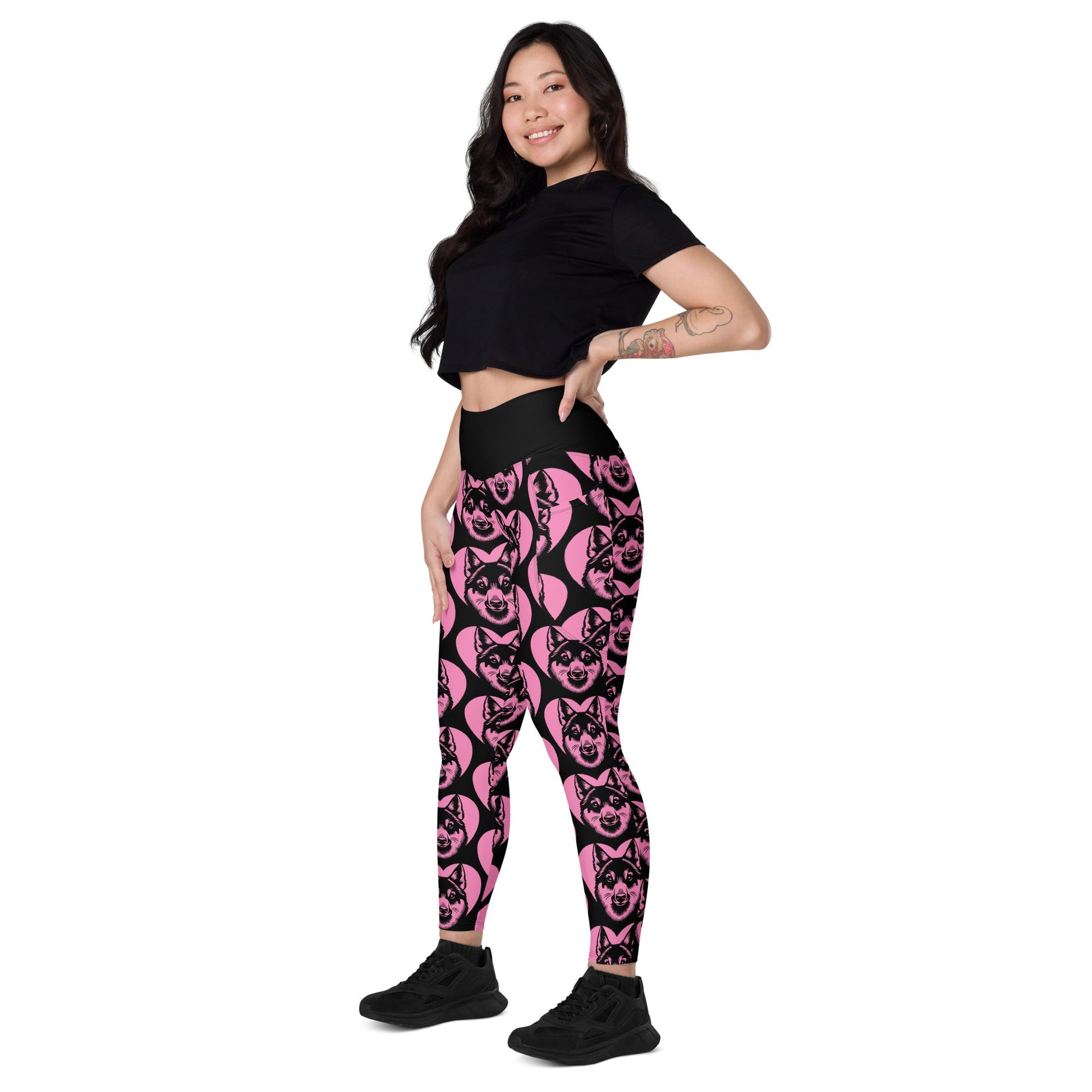 DOG BREED LEGGINGS with pockets - CESKOSLOVENSKÝ VLCIÀK - HERTTAHOUND - pink - SHALMIAK