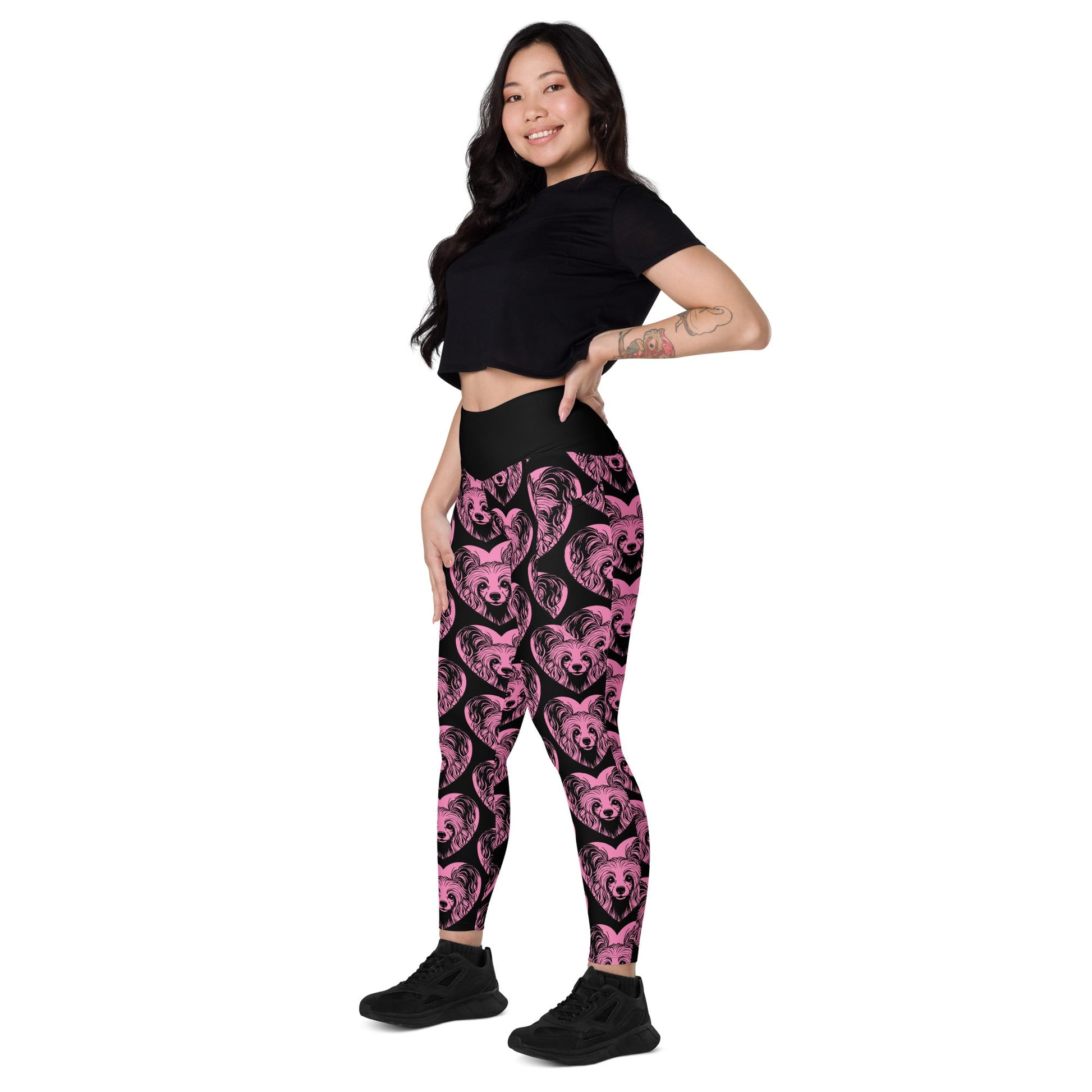 DOG BREED LEGGINGS with pockets - CHINESE CRESTED DOG 2 - HERTTAHOUND - pink - SHALMIAK