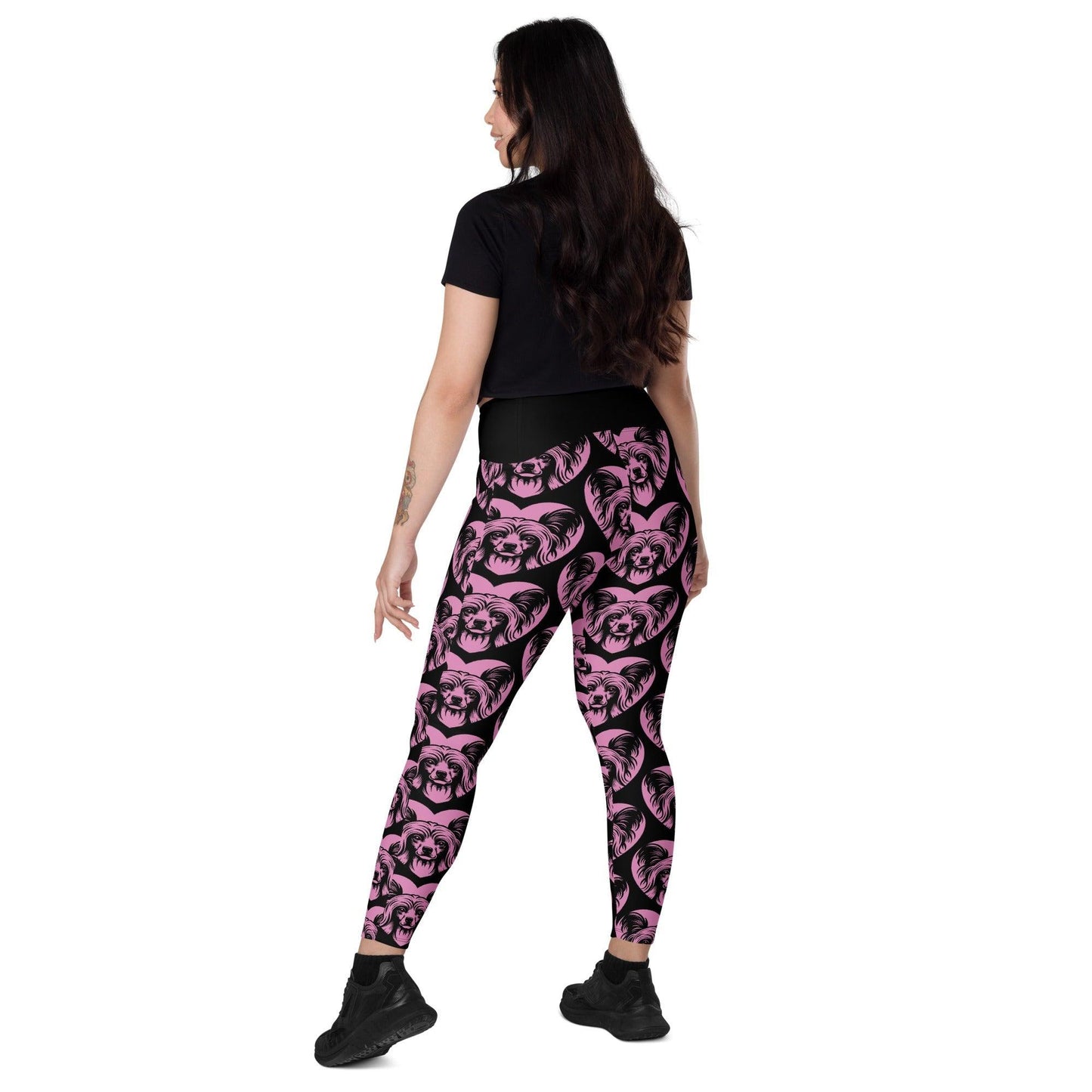 DOG BREED LEGGINGS with pockets - CHINESE CRESTED DOG - HERTTAHOUND - pink - SHALMIAK