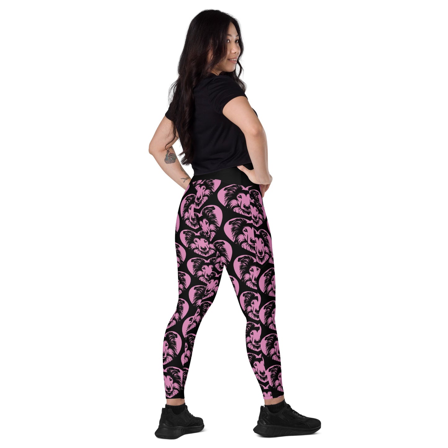 DOG BREED LEGGINGS with pockets - COLLIE - HERTTAHOUND - pink - SHALMIAK