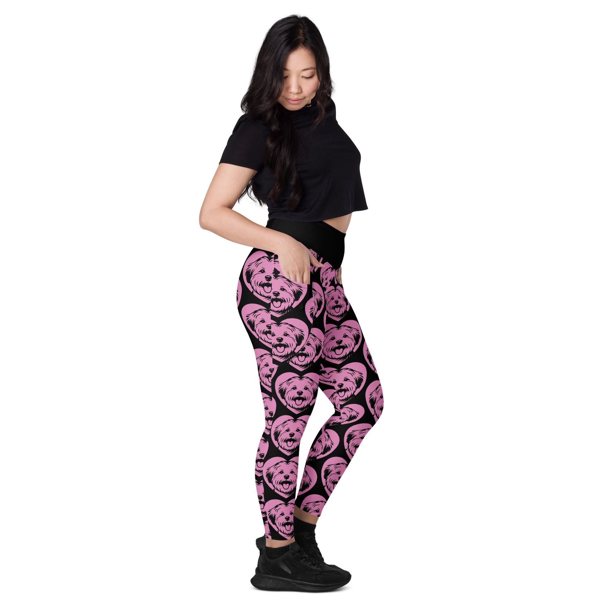 DOG BREED LEGGINGS with pockets - COTON DE TULÉAR - HERTTAHOUND - pink - SHALMIAK