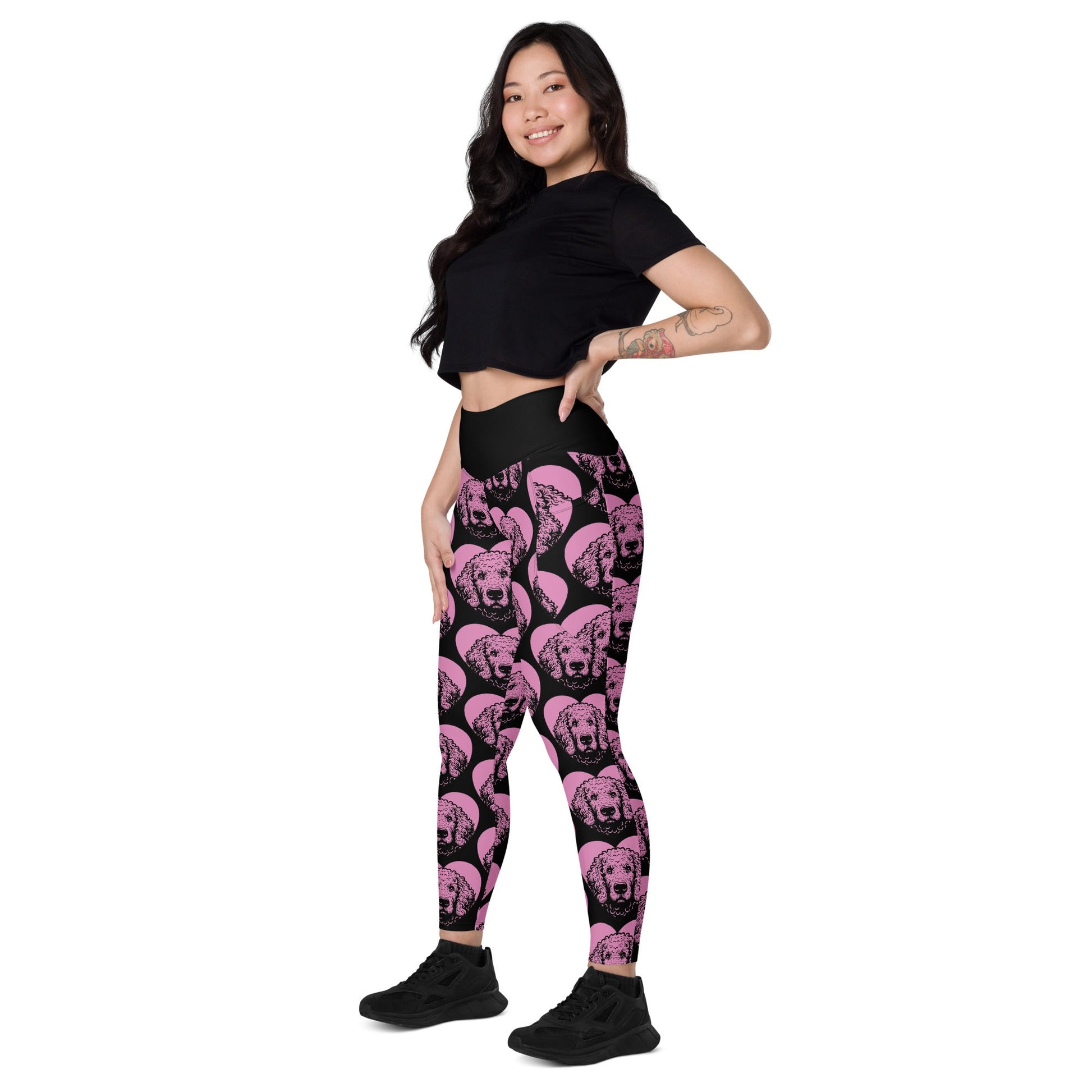 DOG BREED LEGGINGS with pockets - CURLY COATED RETRIEVER - HERTTAHOUND - pink - SHALMIAK